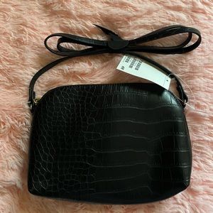 H&M Black Faux Croc Crossbody Handbag